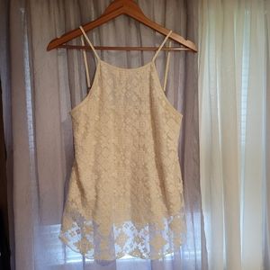 O'Neill Lace Tank Top Ivory Spaghetti Straps Small 34" Bust
